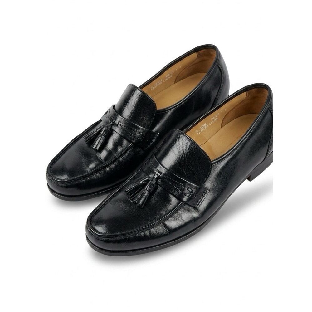 Classic Black Bostonian Stockbridge Leather Tassel Loafers - Men